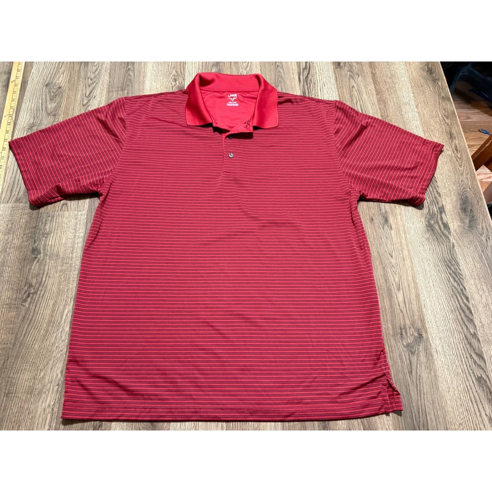 Links Edition Polo Mens XXL Red Adult Striped Golf Shirt Short Sleeve Excellent